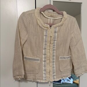 MONA LISA Cream Kids Blazer with Ruffle Trim